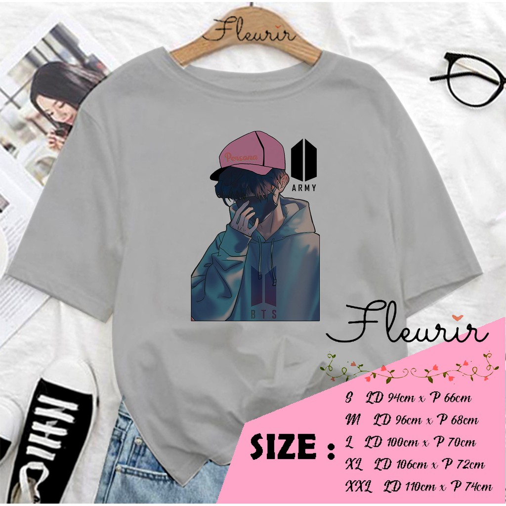 FLEURIR - KAOS  ARMY WANITA DEWASA LENGAN PENDEK TEE UNISEX WANITA PRIA