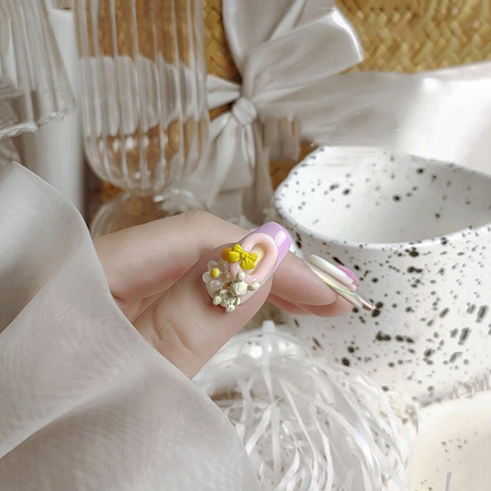 AUGUSTINA Augustina Nail Art Cincin Gesper Frosted Irregular Lingkaran Cincin Pesona DIY Hiasan Kuku