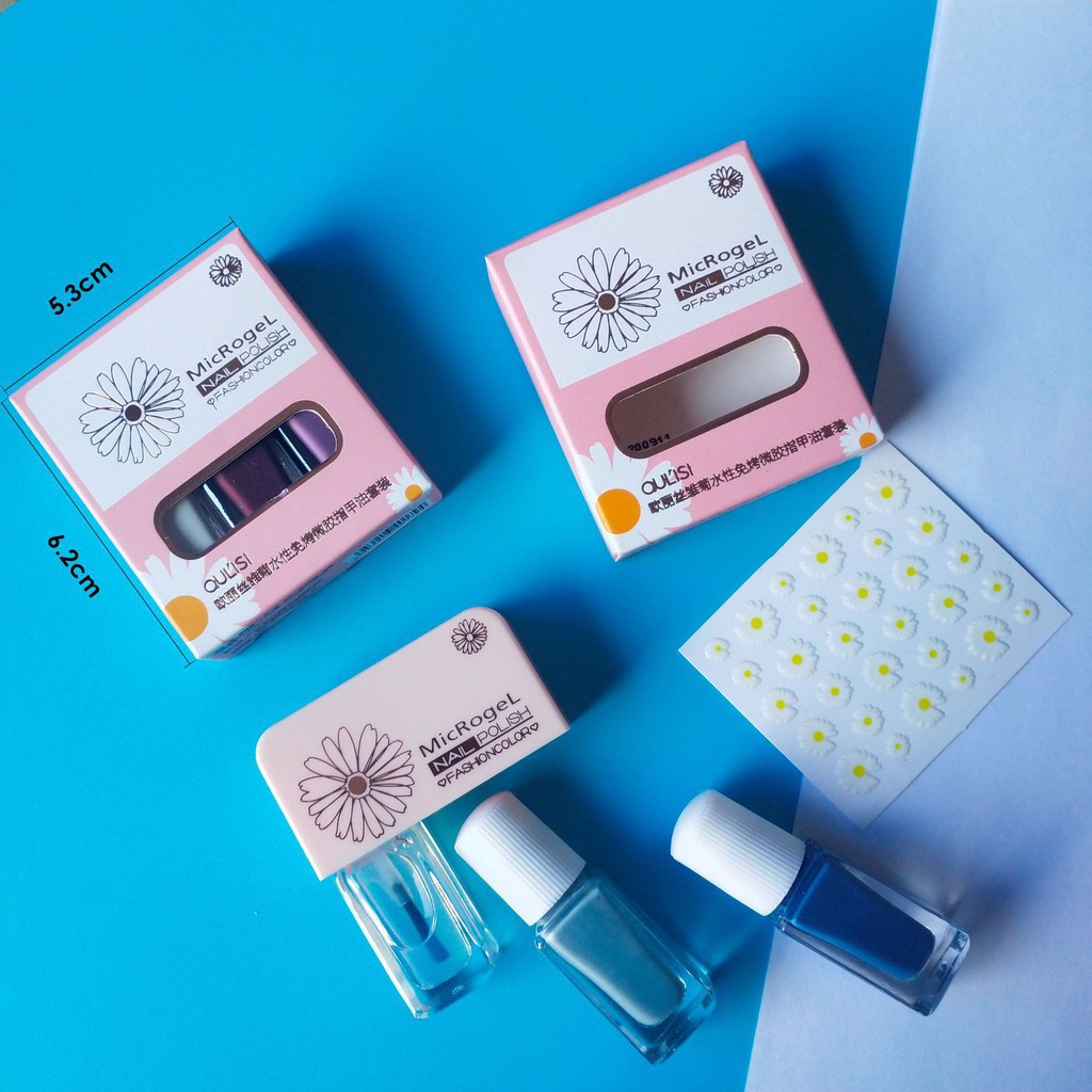 Kutek Nail Polish Peel Off Korea 3 in 1 / Kutek Set 3 Warna Tahan Lama / Pewarna Kuku 398