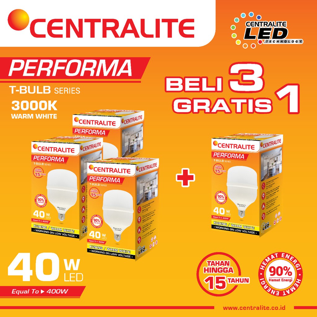 Paket 40W WW KUNING Isi 4 Bj CTL Performa Lampu Led Capsule 40W WW Kuning / Paket Bundling Lampu Led