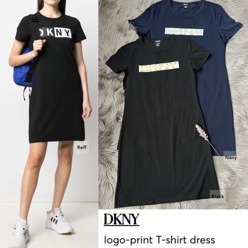 Dkny colour block logo shirt dress