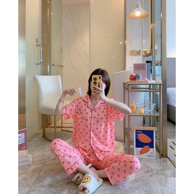 JC Piyama Set CP import / Piyama wanita CP / Piyama wanita Import murah-Lovely Peach CP
