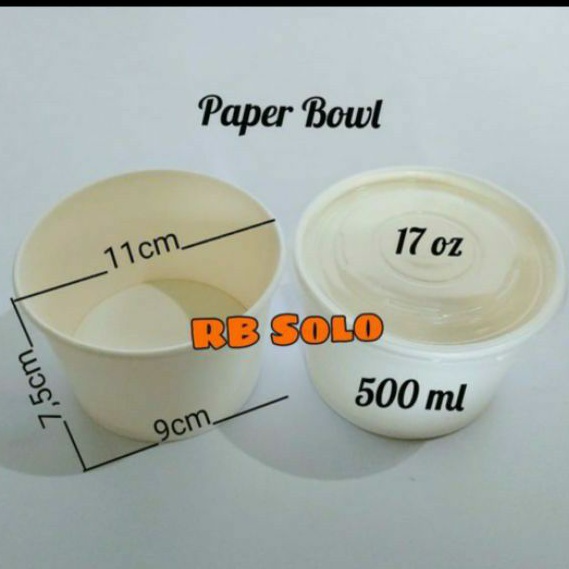 Paper Bowl Rice Bowl Mangkok Kertas 500 ml