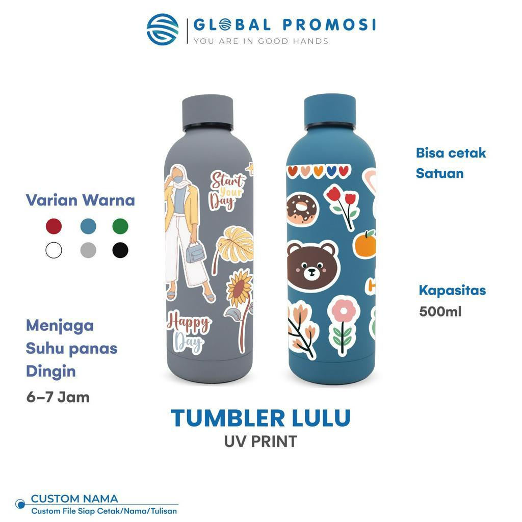 Custom Tumbler Botol Minum LULU Print Uv Cetak Full Color Design Bebas Souvenir/Promosi