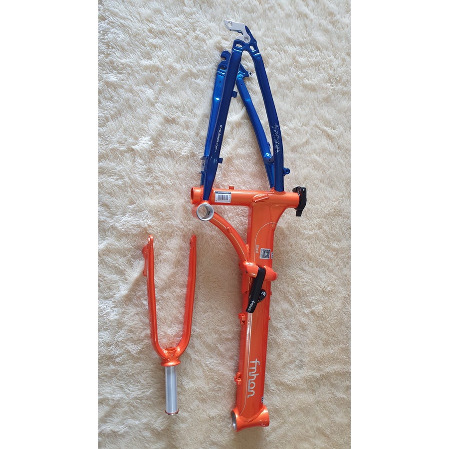 Frame Set Fnhon Blast 20 inch Discbrake Aluminum 2 Warna Blue Orange 22 inch Sepeda lipat Biru Orange Handlepost ukuran 31 35 37 cm telescopic