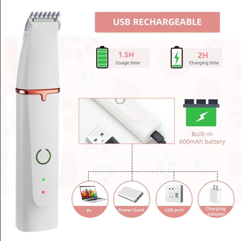 4 IN1 PET CLIPPER Alat Cukur Bulu Hewan Peliharaan Cukuran Anjing Kucingt/Pet Grooming Hair Clipper Kit/ Hair Clipper Cordless Professional Pemotong RambutRechargeable Cat&amp;Dog