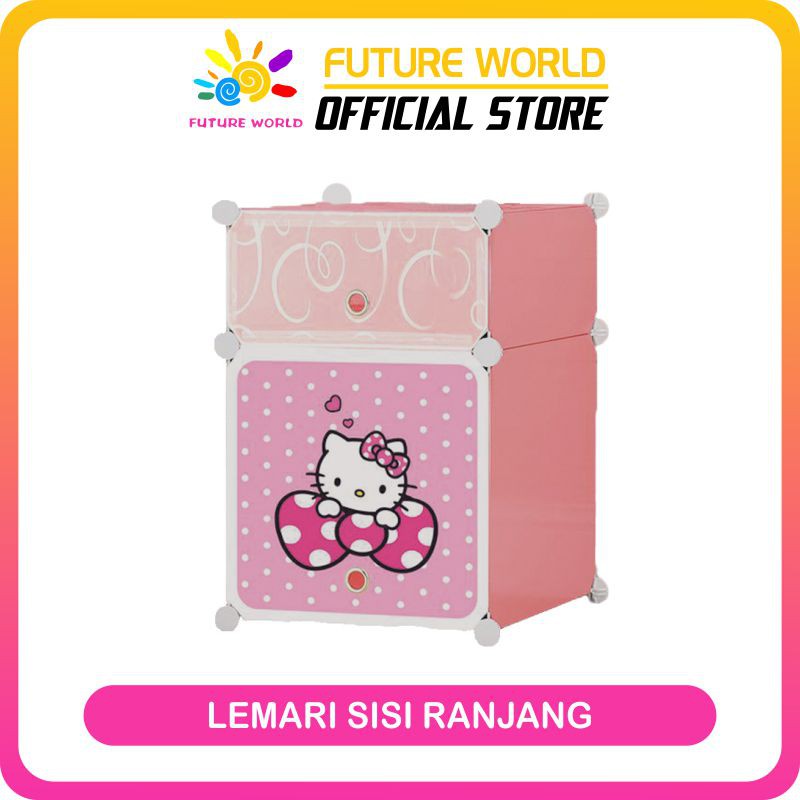 Futureworld Lemari Sisi Ranjang Pakaian Plastik Portable 2 Susun Serbaguna Praktis Hemat Ruang