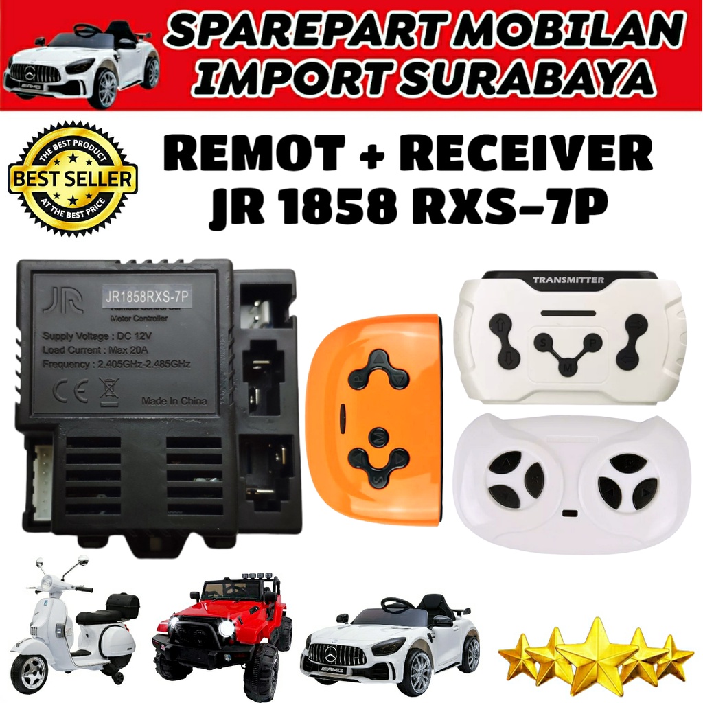 JR1858RXS-7P MODUL MOBILAN AKI JR 1858 RXS 7P MESIN MOBIL ANAK RECIVER 12 VOLT PLIKO PMB BLUETOOTH RC EXOTIC RECEIVER JEEP YUKITA MOBILAN AKI ANAK