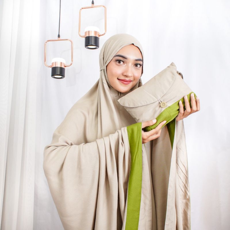 Mukenah Zianisa New Salwa Mix Plain 2 IN 1 Jumbo Dewasa Katun Rayon Adem Treveling