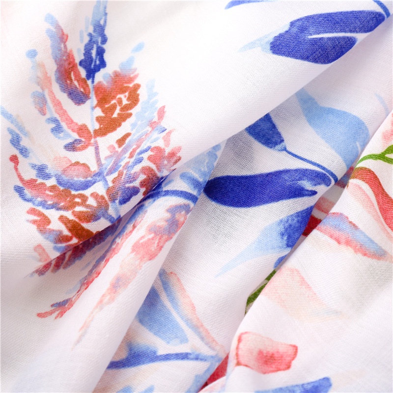 ITSFRIDAY DAMARA Scarf - Premium Pashmina Shawl Selendang Syal Pasmina Hijab Import Motif Tropical Art Blue Red Tassel