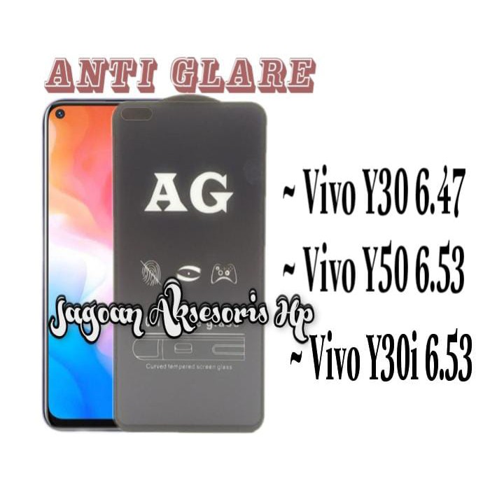 ANTI GLARE Vivo Y30 Y30i Y50 6.53 inchi Tempered Glass Matte FULL LEM Anti Minyak Anti Fingerprint