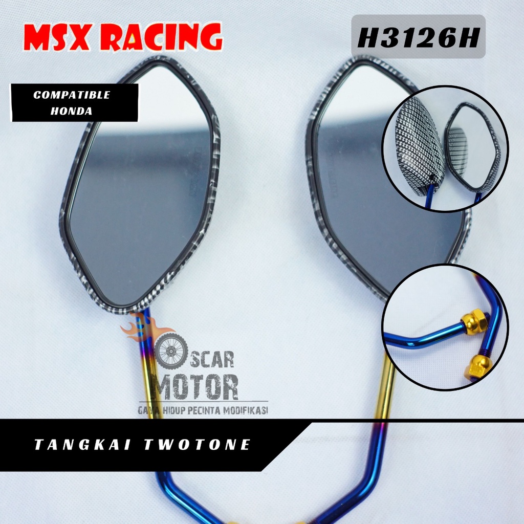 Spion Beat Honda Y Tangkai Panjang Chrome Twotone Blue X   By Mega_Racing