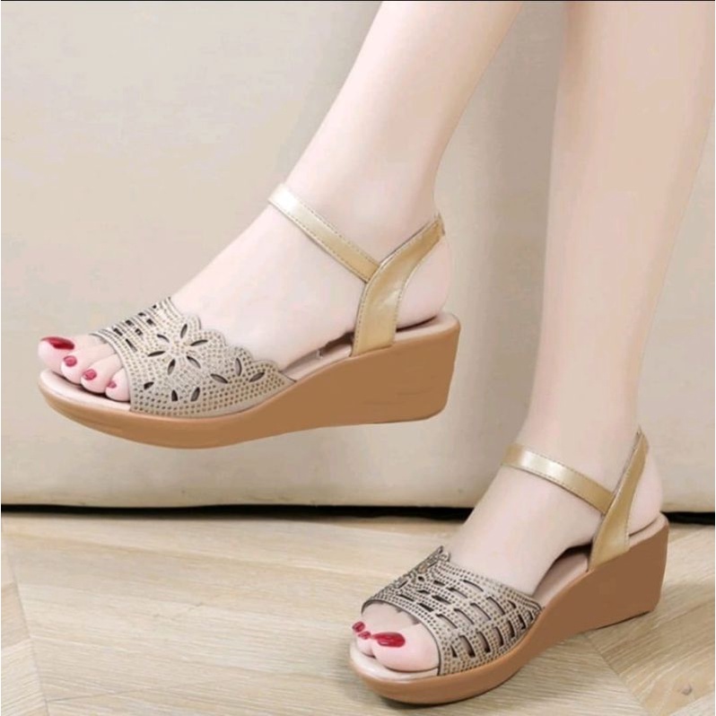 ABBUSHOES Nn 27 wedges sol karet  pasir tali mochi-mochi 5cm