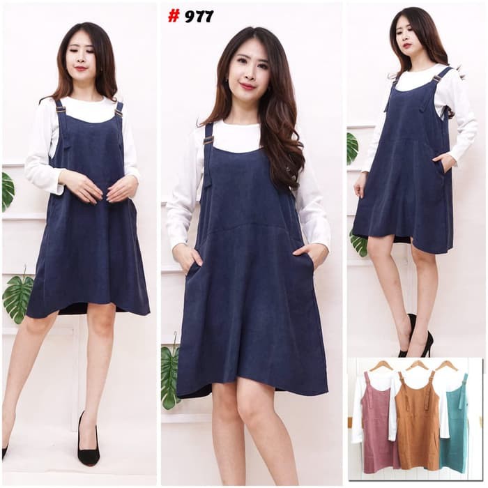 |JakartaFashion| overall rok cordoray polos inner rib lengan pajang kodorai midi fashion korea tebal