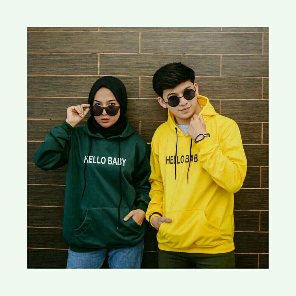 Hoodie Sweater HELLO BABY bisa untuk Pria/Wanita/Couple