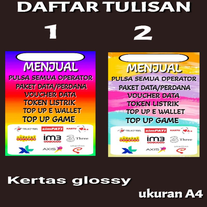 

DAFTAR TULISAN JUAL PULSA DI KONTER DAN PHONCEL P2