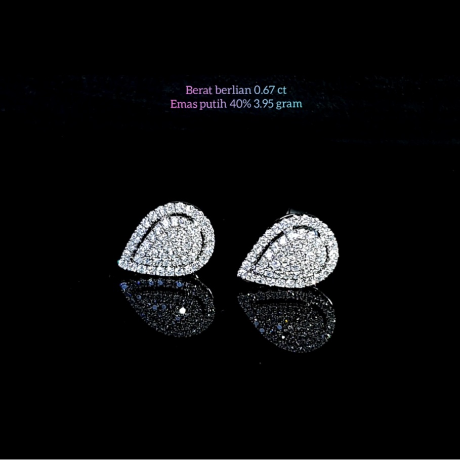 Anting giwang berlian eropa 0.67 ct bahan emas putih kode 1099