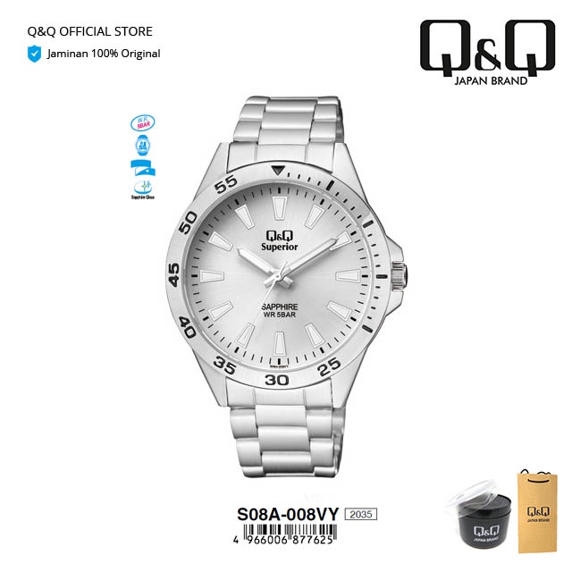 Q&Q QnQ QQ Jam Tangan Pria Rantai Besi Analog Stainless Steel - S08 S08A Superior Water Resist 5 BAR-1