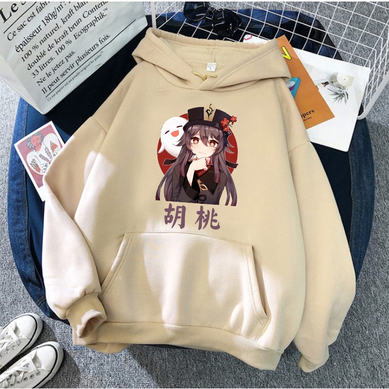 Hodie Jaket Hoodie Aesthetic Loose Hu Tao Genshin Impact Hutao Hu Tao Anime Kartun Jepang