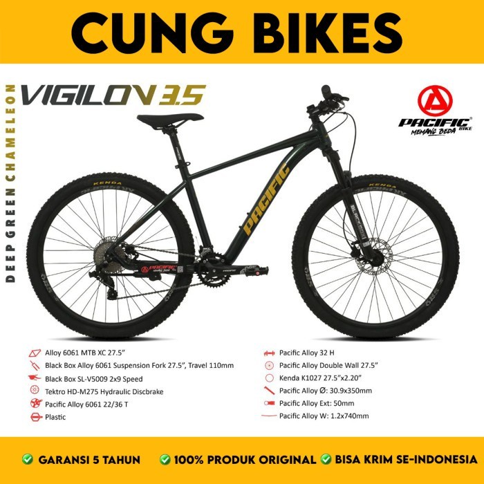 Sepeda Gunung MTB 27.5 Inch Pacific VIGILON 3.5 frame Allloy rem Hidroulic