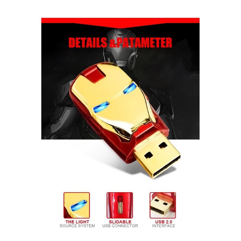 Huluboy Flashdisk USB 2.0 512GB 1TB 2TB Bentuk Iron Man