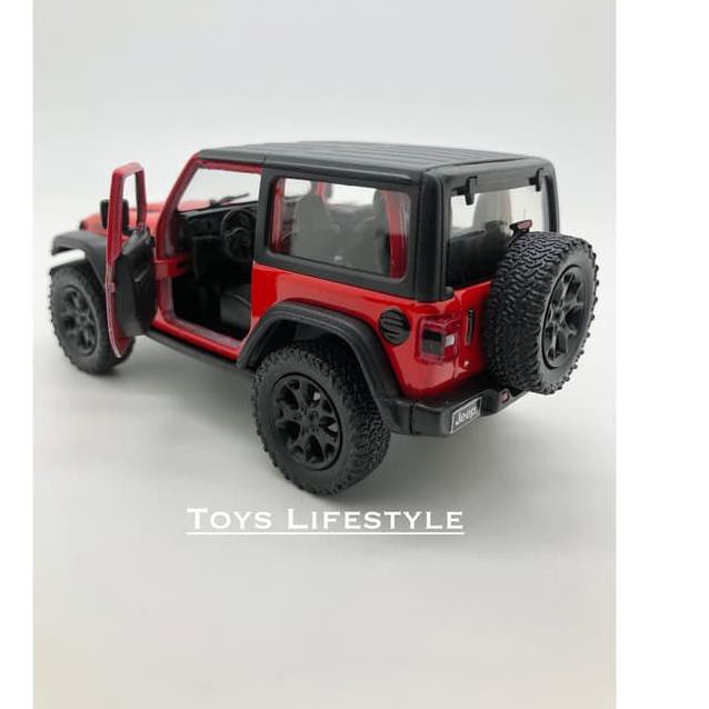 Sangat Nyaman-426  Kinsmart Diecast - Jeep Wrangler 2018 Hard Top Skala 1:34 (Merah)