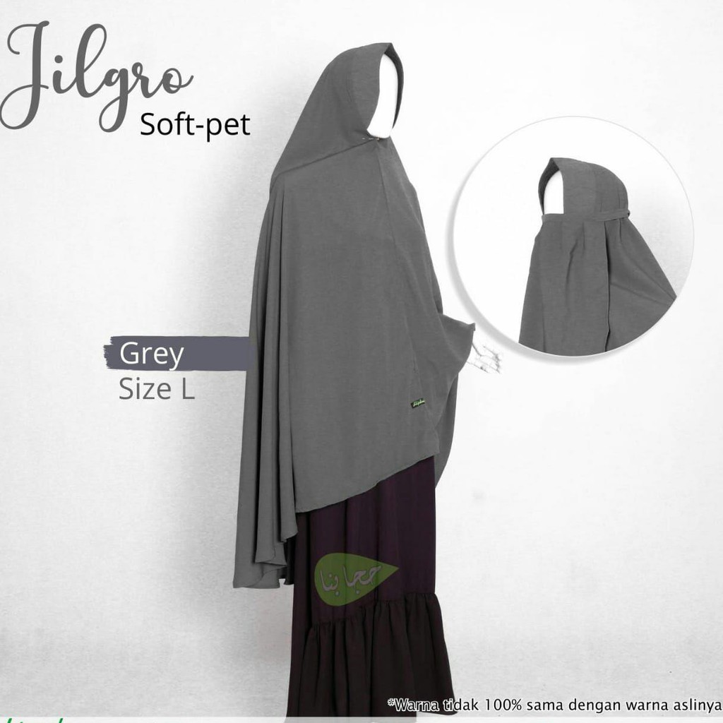 Khimar Hijabuna - GREY (bahan Wolfis)