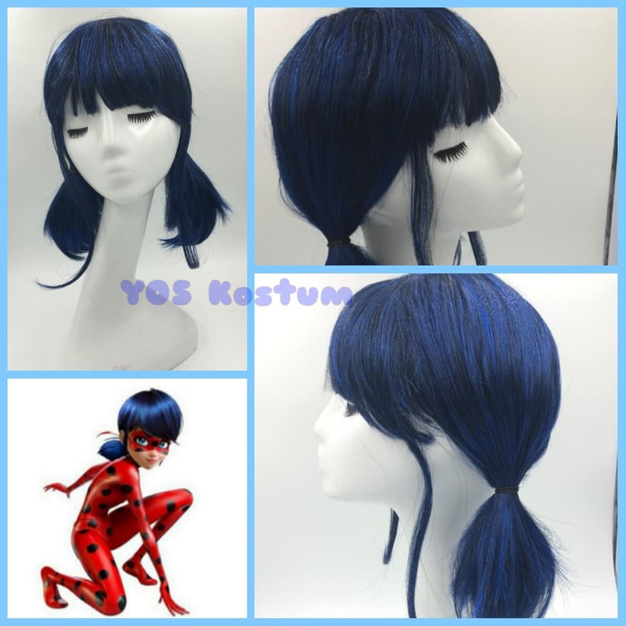 Rambut Anak Dewasa Aksesoris Wig Biru Cosplay Bahan Sintetis Import