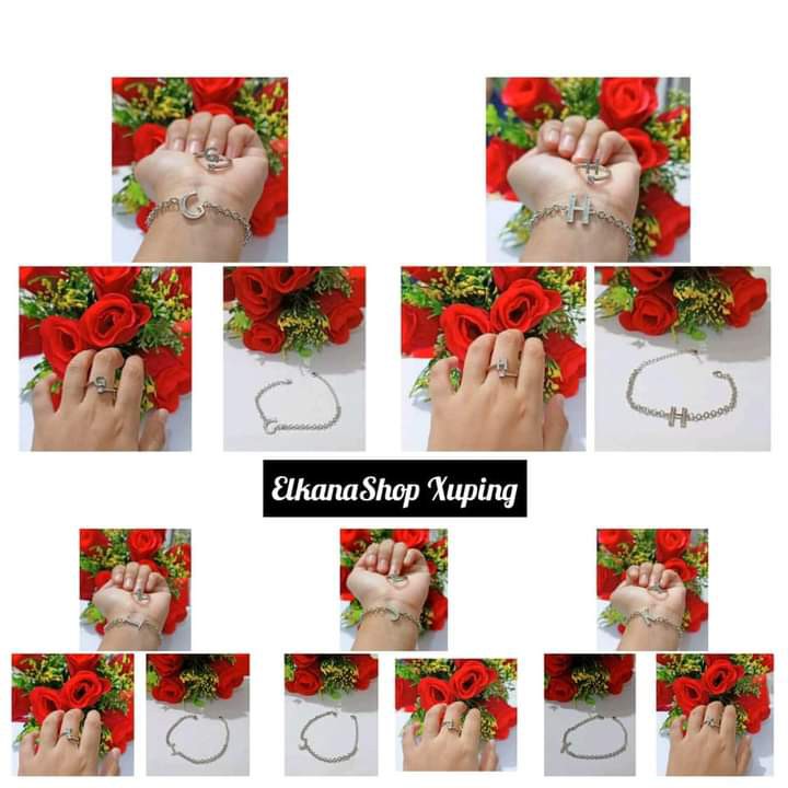 Gelang dewasa Ininsial Nama A-Z  free cincin .xuping silver