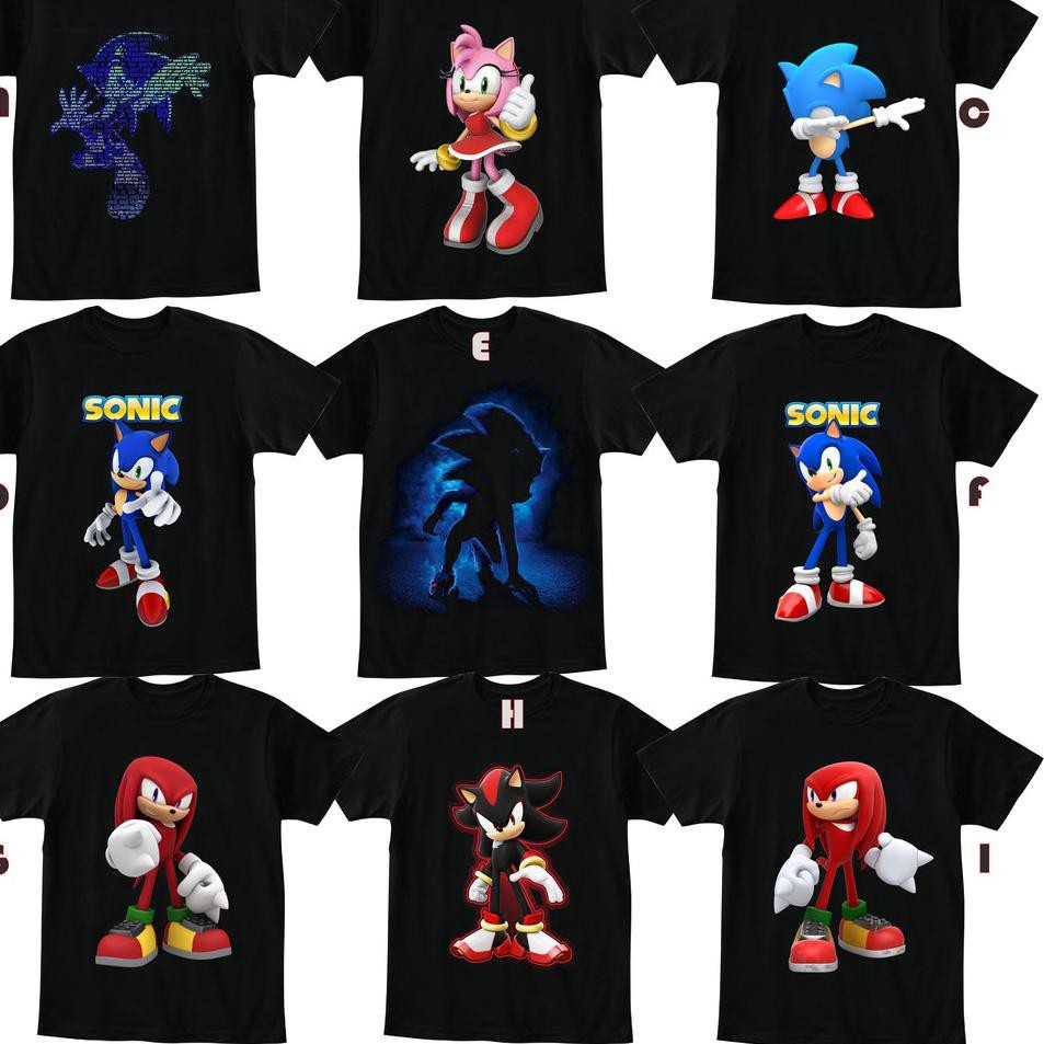 Barang Pilihan FREE CETAK NAMA Baju Kaos T Shirt Anak Sonic The Hedgehog Warna Kaos Hitam Abu Shopee Indonesia