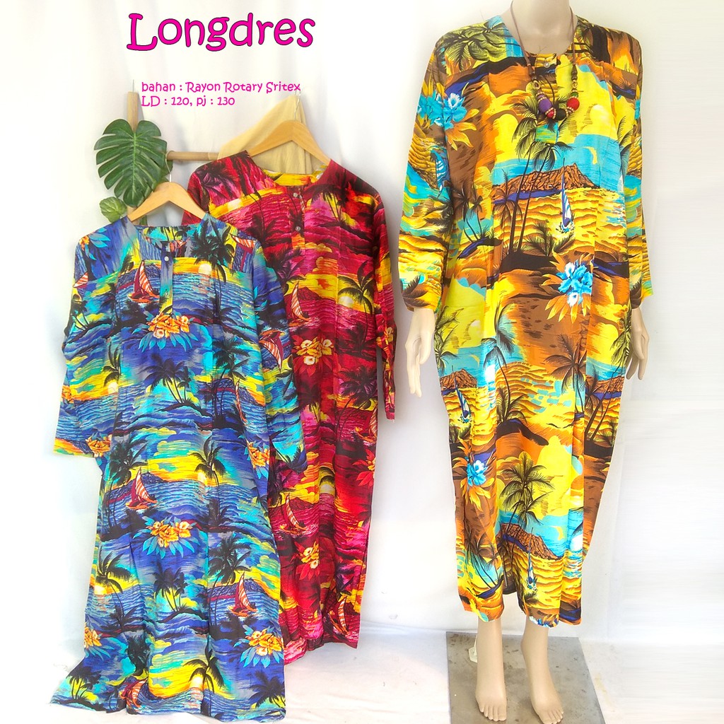 Daster muslim longdress lengan panjang kancing depan busui bahan sritex