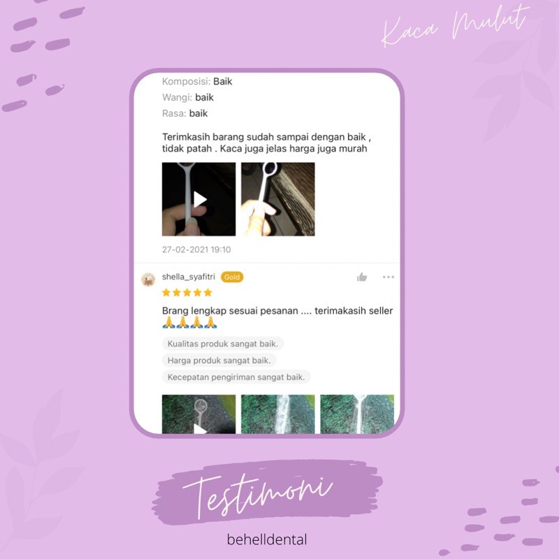 BEHELLDENTAL ORIGINAL KACA MULUT CERMIN GIGI PLASTIK - Dental Mirror Alat Dokter Behel Dental Mouth Disposable - Alat Untuk Lihat Karang Plak Gigi Berlubang