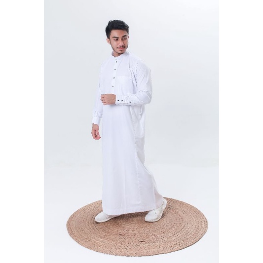 Gamis Pria Jubah Pria Jubbah Al faan polos kancing kotak Jubah Gamis Muslim Pria Model haramain/alnoor-7