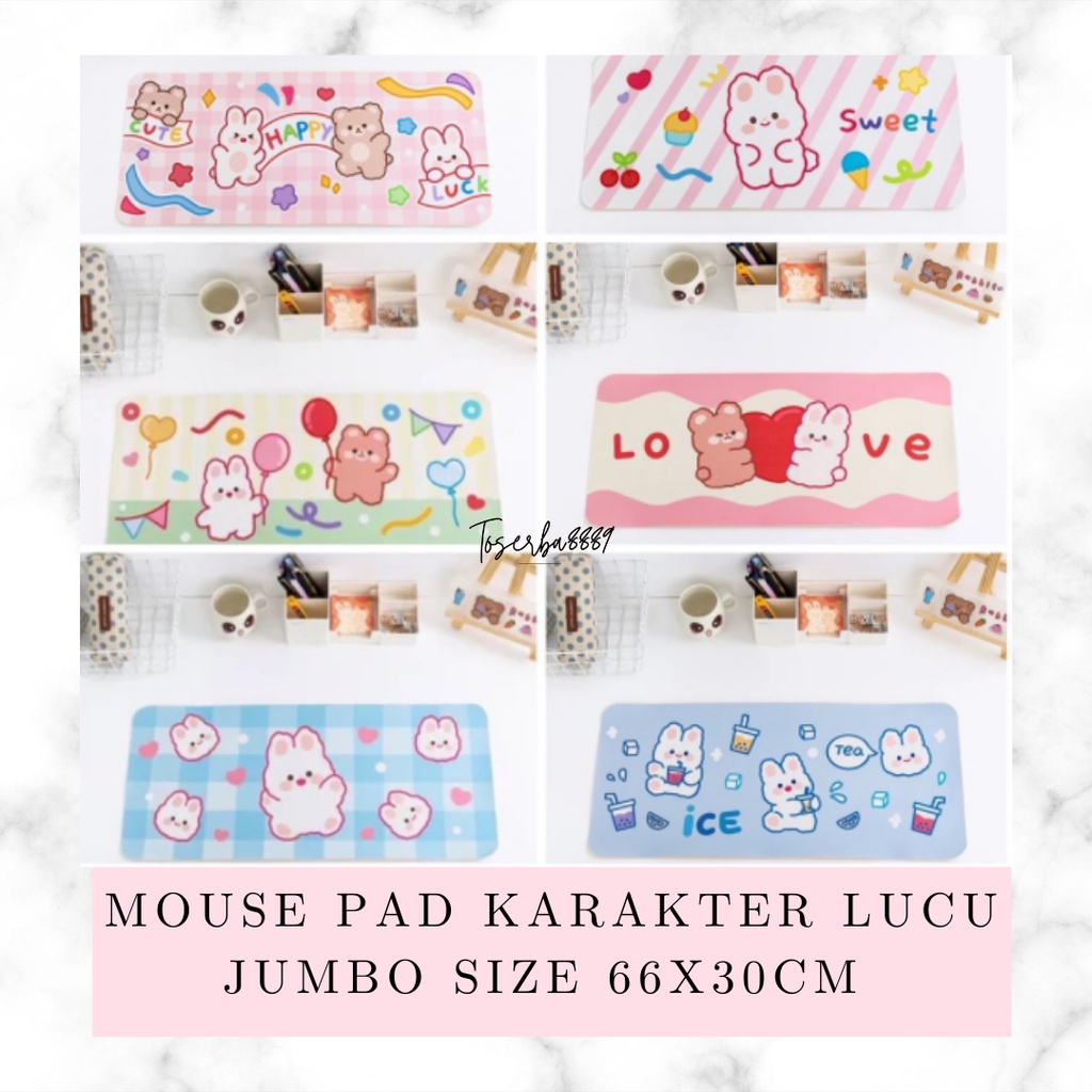 [Ready stock] Anti-slip Mousepad Motif Kartun Jumbo Size 66x30cm / Aksesoris Komputer