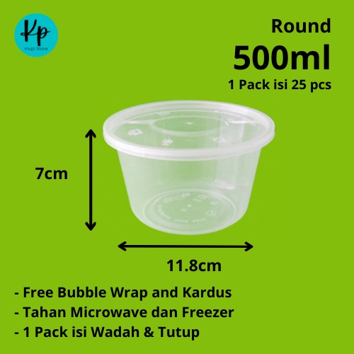 MANGKOK PLASTIK THINWALL ROUND CONTAINER - 500ml