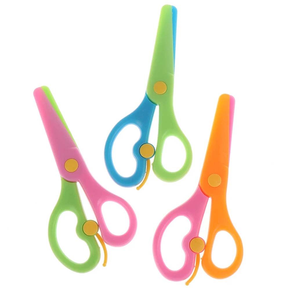 ELEGANT Mini Round Head Scissors Kindergarten Plastic Scissors Paper Cutting DIY Tool Shear Album Scrapbook Photo Cut Handicraft School Supplies Safety Art Scissors/Multicolor