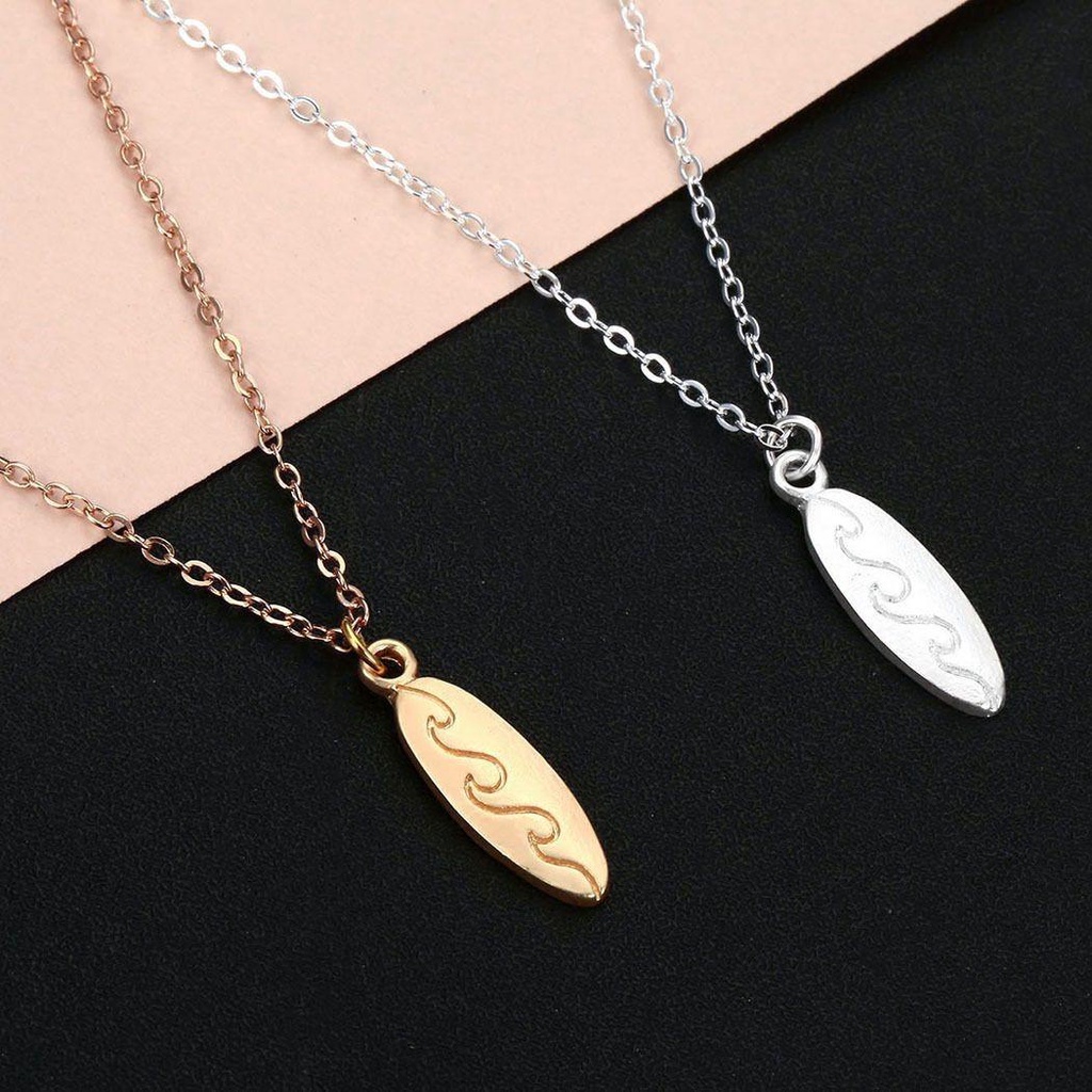 Preva 1PC Kalung Rantai Liontin Papan Surfing Bahan Alloy Untuk Wanita