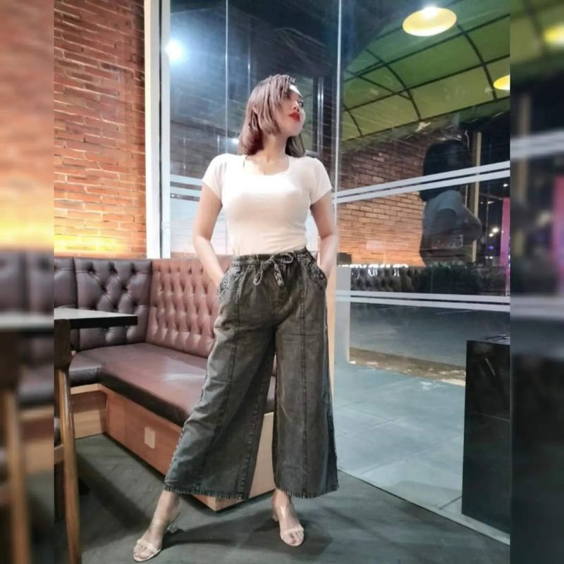 CELANA KULOT WANITA CELANA PANJANG WANITA CELANA  SEMI JEANS KULOT  HIGHTWISE