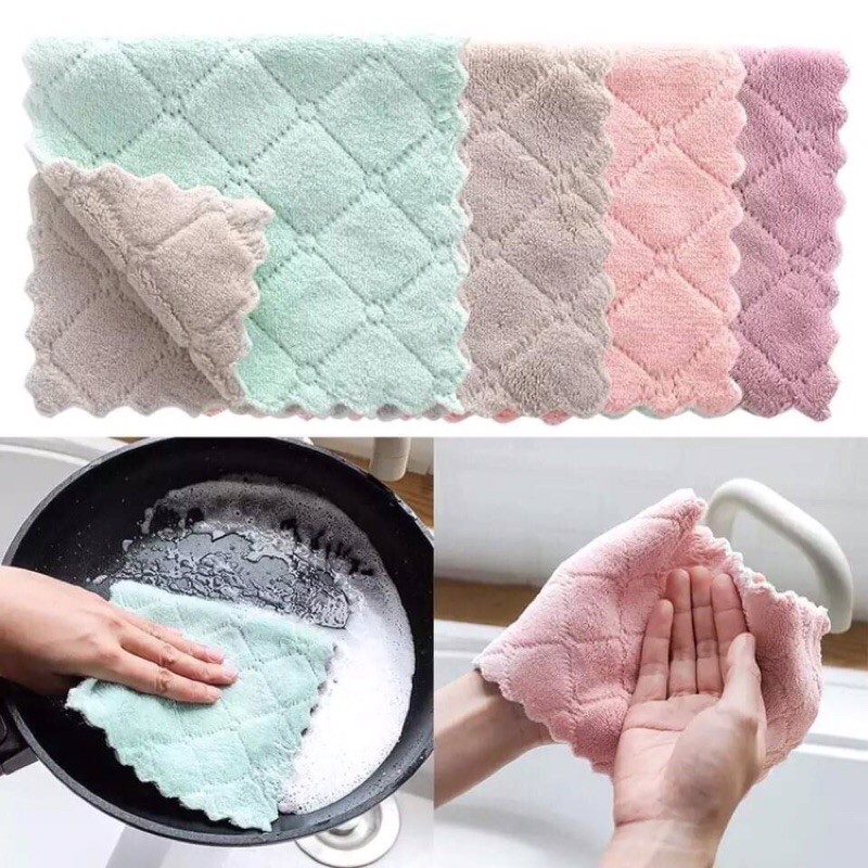 ORI KAIN LAP PIRING ANTI MINYAK BAHAN MICROFIBER /  KAIN LAP CUCI PIRING CORAL FLEECE SERBAGUNA - PEMBERSIH DAPUR KOMPOR - BEHELLDENTAL