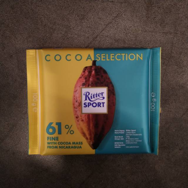 

Ritter sport cocoa selection 61% fine with cocoa mass from nicaragua