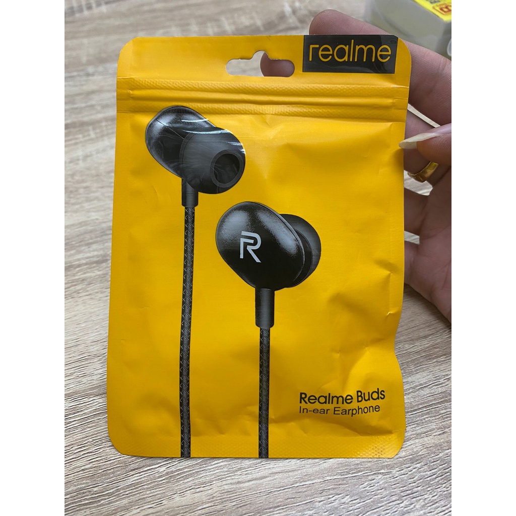 HEADSET HANDSFREE EARPHONE HF REALME BUDS ORIGINAL SUPERBASS PACKING IMPORT MURAH BANGET