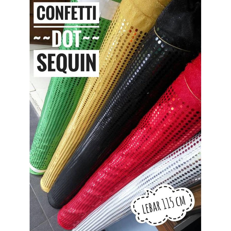 Limited Kain confetti dot sequin / payet / mata ikan - Hitam