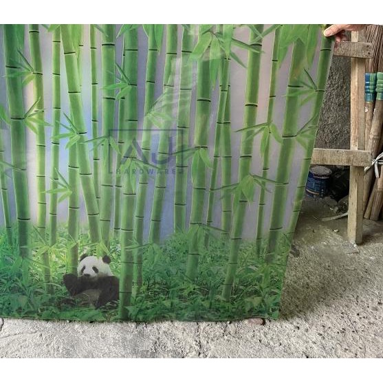 ☏ Fiber Penutup Pagar Pelapis Motif Bambu Panda Tebal 0.6 mm Per Meter ➹