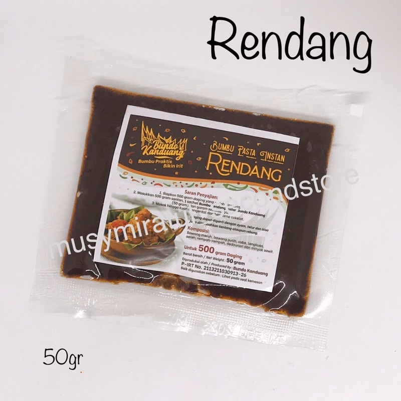 

BUMBU INSTAN RENDANG BUNDO KANDUANG - BUMBU PASTA INSTAN ASLI MINANGKABAU (50gr)