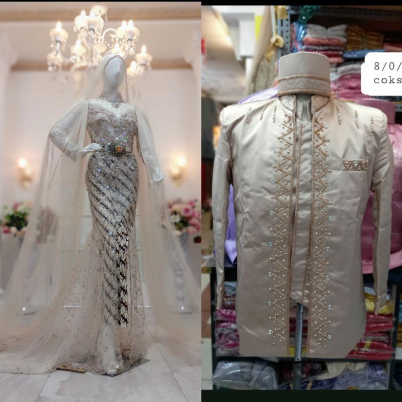 KEBAYA COUPLE MEWAH BEREKOR//SET COUPLE SEMATA KAKI FULL PAYET//BAJU AKAD//GAUN PENGANTIN