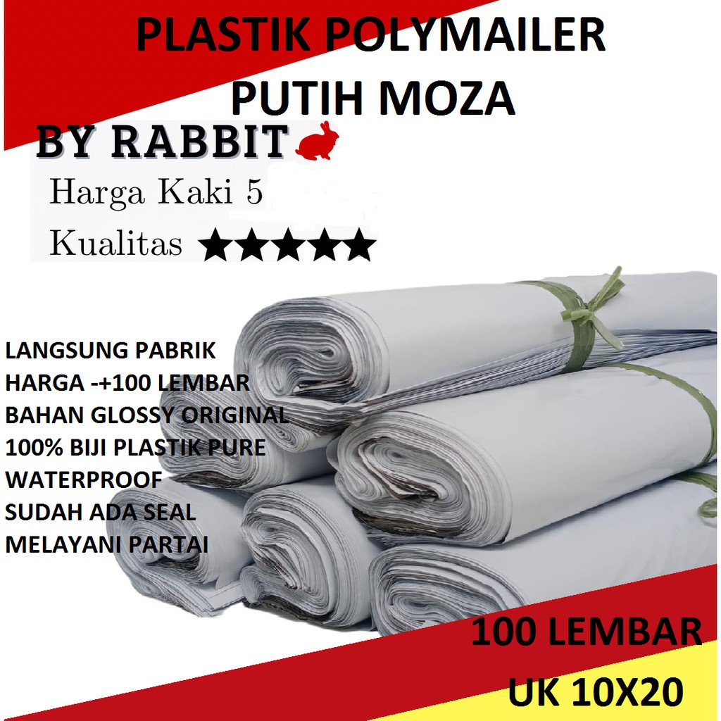 

10x20 Kantong Plastik Polymailer Amplop Packing Online Putih MOZA