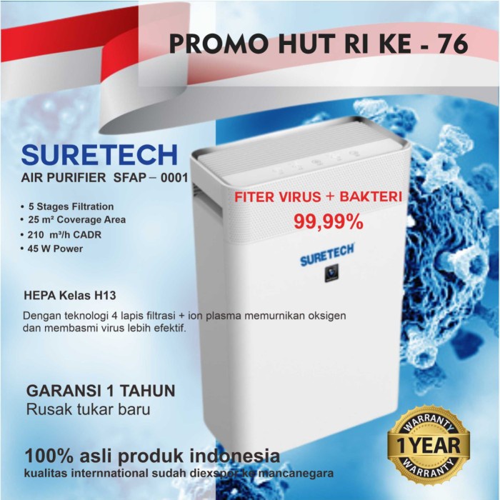 Ready - Air Purifier Suretech (Merk Amerika) Kualitas Ekspor Garansi, Termurah