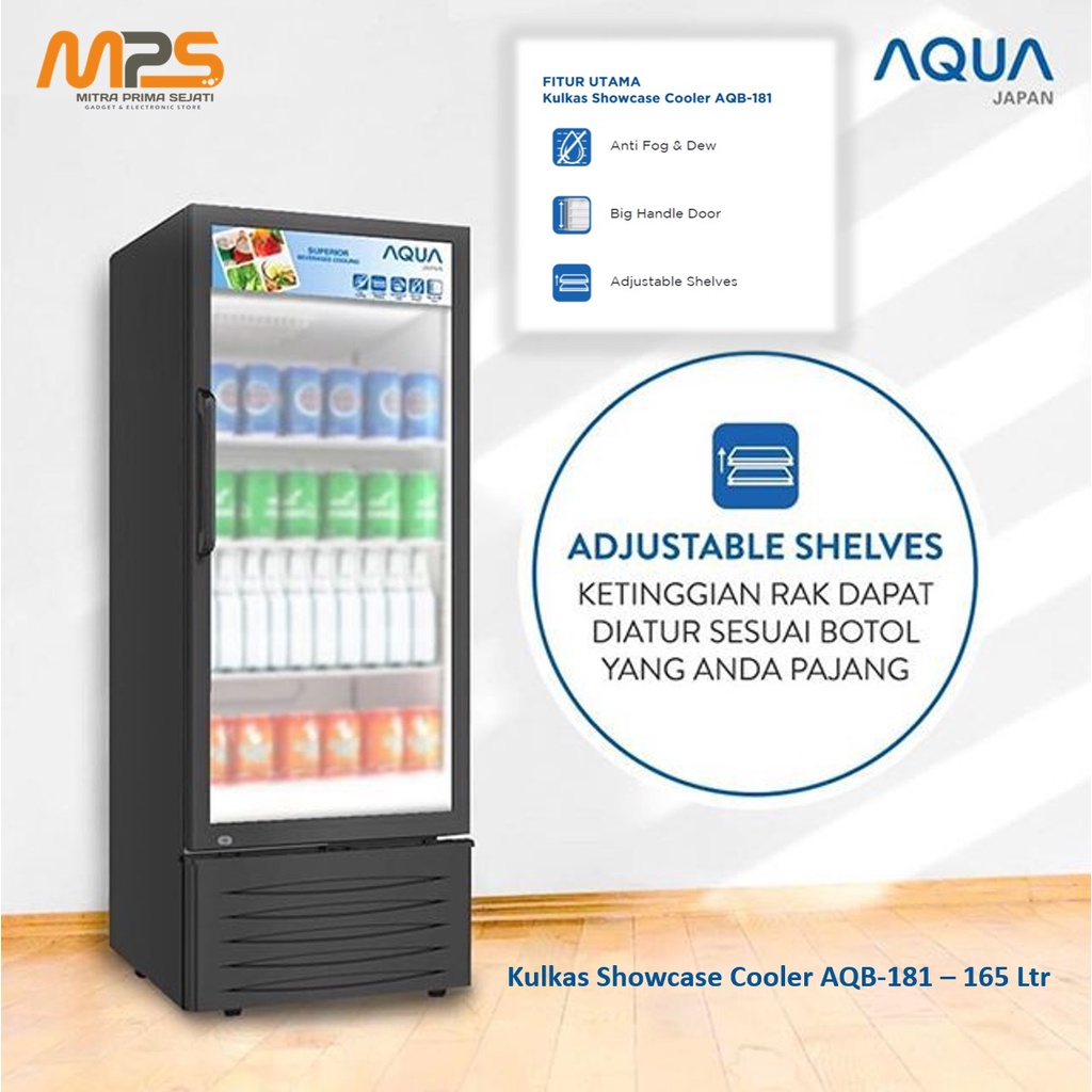 Jual Kulkas Showcase Cooler AQUA AQB-181 - 165 Liter - Garansi Resmi