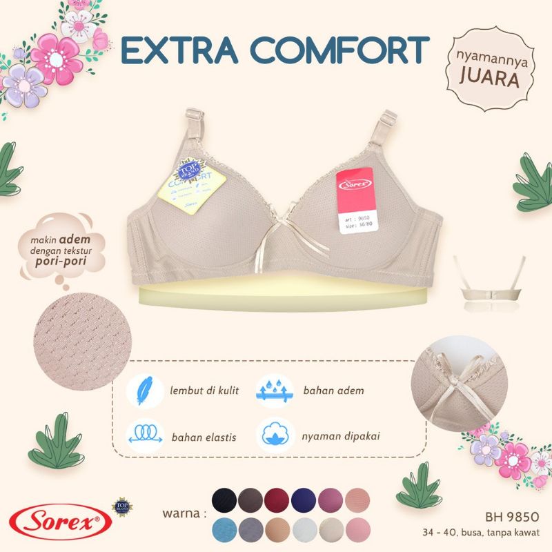 BRA SOREX TANPA KAWAT,MOTIF PORI ART 9850