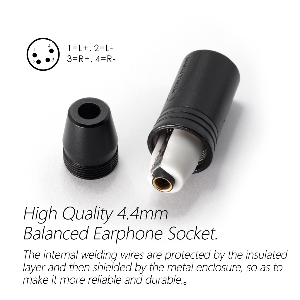 DD ddHiFi XLR44B XLR 4pin to 4.4mm Balanced Adapter, Adapt XLR Traditional Desktop Devices to 4.4mm Audio Devices or Earphones